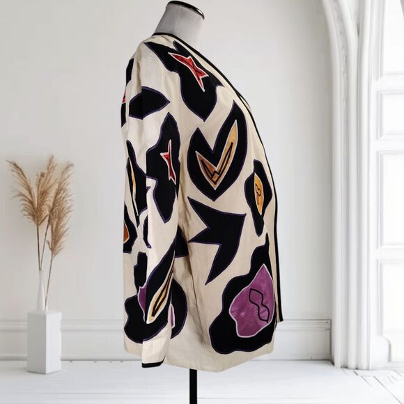 Victor Camarena Wearable Art Jacket Size S Abstract Appliques Boho Mexico - Picture 6 of 16